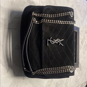 Black suede bag with nice silver chain strap
